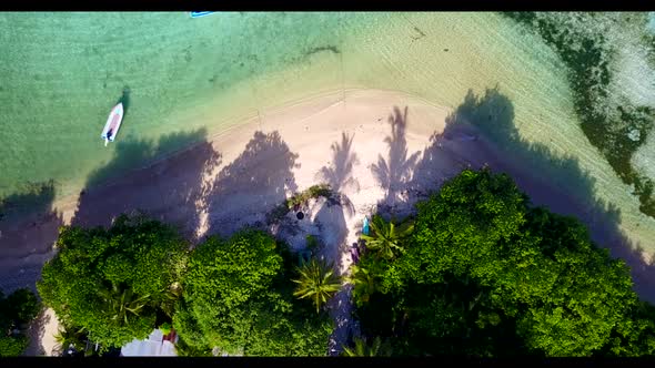 Aerial drone view texture of beautiful shore beach time by blue ocean and white sandy background of 