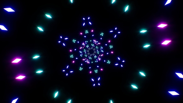 Rotation Diamond Shapes Neon Particles Loop 4K