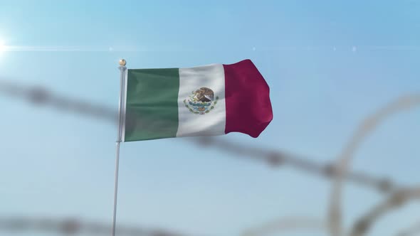 Mexico Flag Behind Border