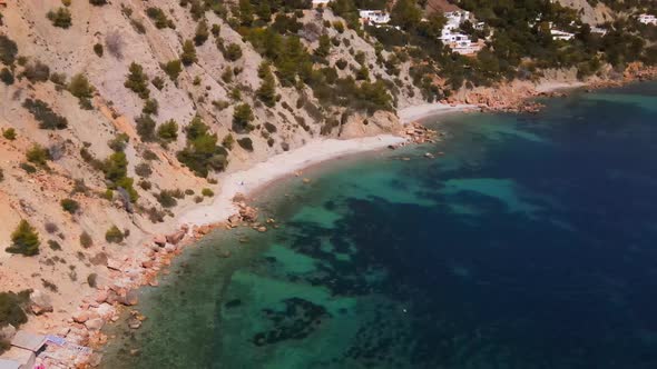 Ses Boques beach in Ibiza, Spain