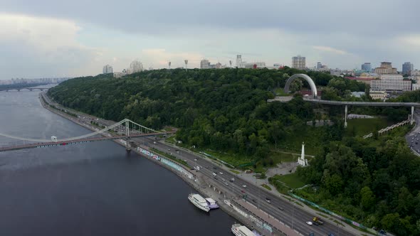 Panoramic View of Arch of Friendship of Peoples From the Sky