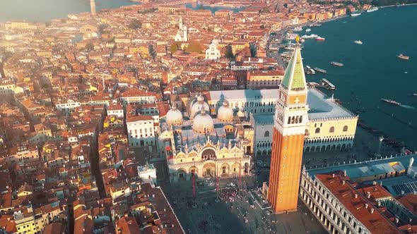 Basilica di Santa Maria Della Salute, Grand Canal, and lagoon. Venice skyline