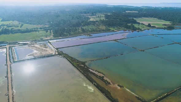 Aerial landscape of seaside with roads