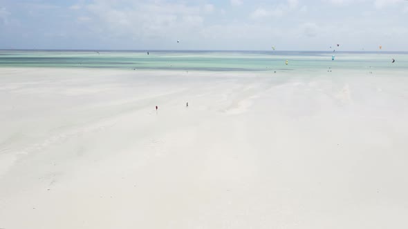 View From a Height of the Indian Ocean Near the Coast of Zanzibar Tanzania