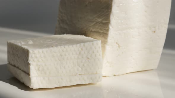 Close-up of  cow milk cheese 4K footage