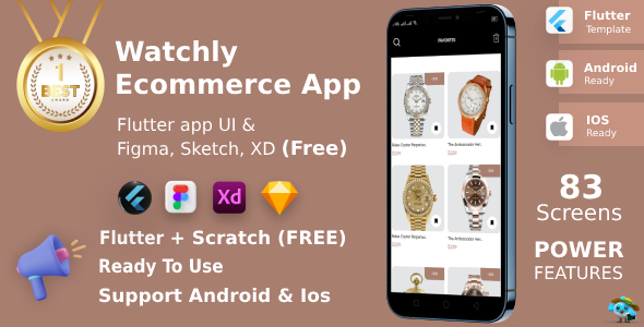 Watchly | ANDROID + IOS + FIGMA | UI Kit | Flutter | Ecommerce Watch APP