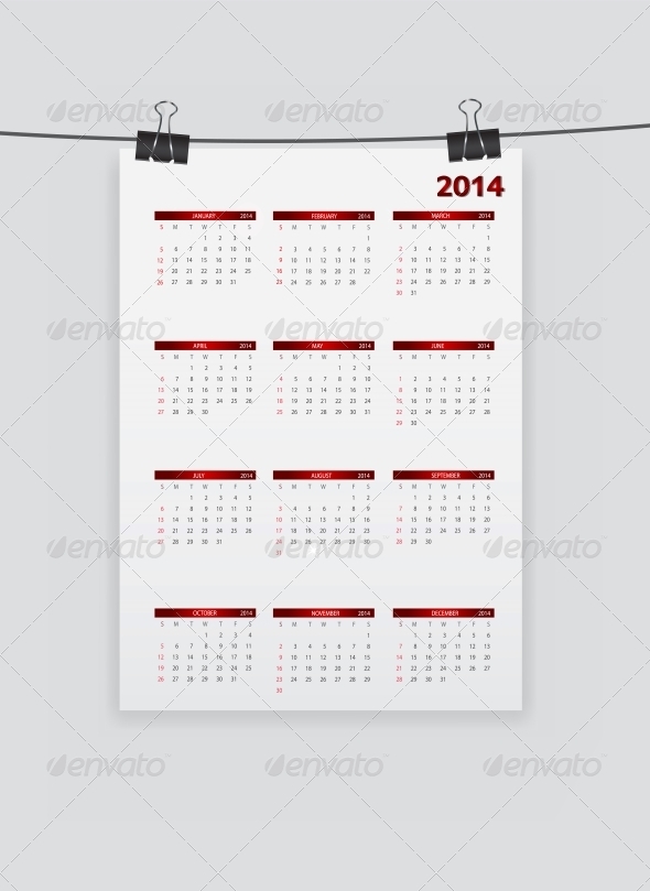 2014 New Year Calendar Vector Illustration