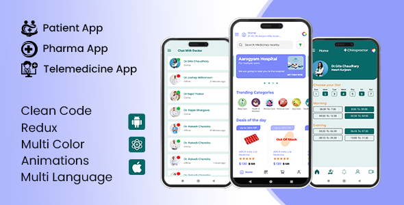 3 App Template | Pharmacy App | Patient App | Telemedicine App React Native iOS/Android App Template