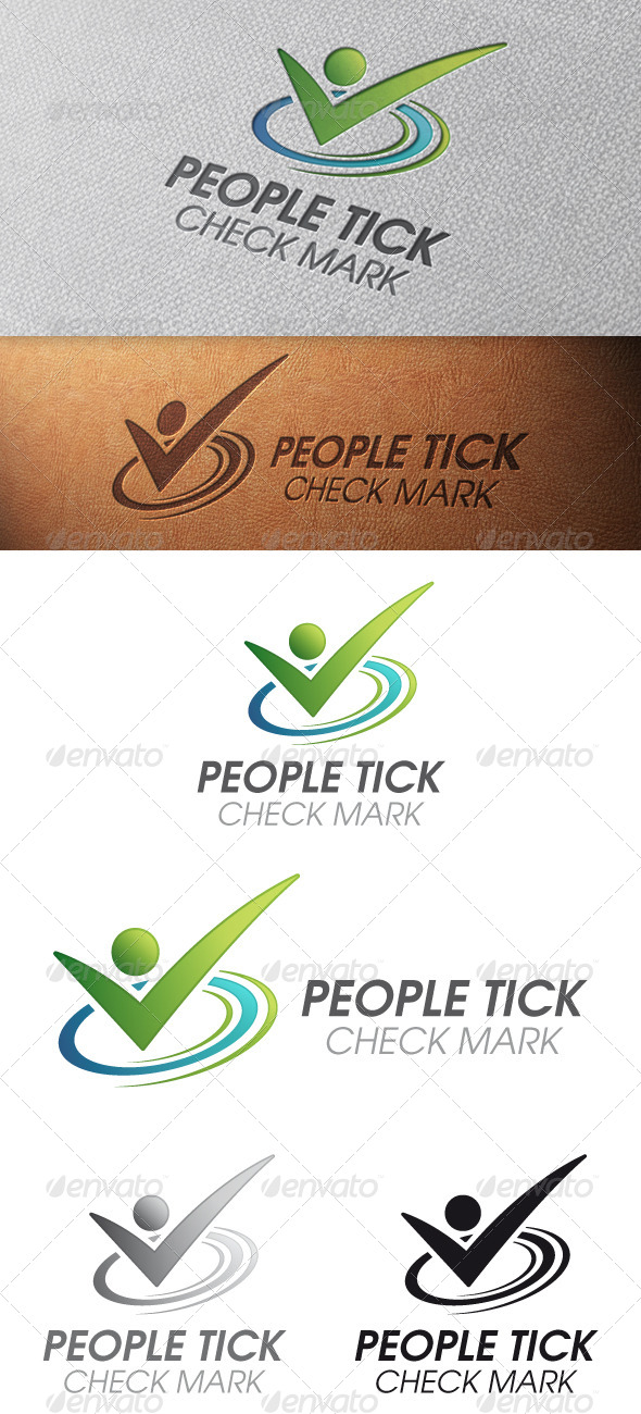 People Tick Check Mark Logo Template