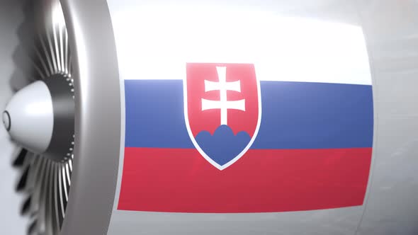 Flag of Slovakia on Airplane Tourbine Engine alt