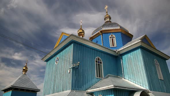 Ancient Wooden Orthodox Church of Transfiguration in Village Ukraine