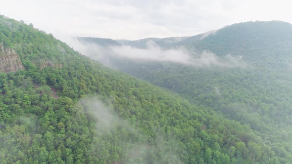 Aerial Video of Clouds Mountains Forest and Mountain River