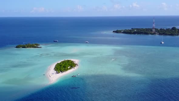 Drone texture of lagoon beach voyage by blue ocean with sand background