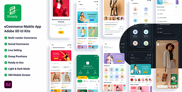 Shoply – eCommerce Mobile App Adobe XD UI Kits – 0 Sold!