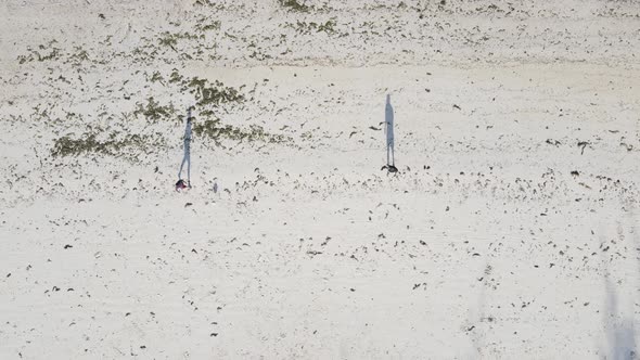 Zanzibar Tanzania  People Play Football on the Beach Slow Motion