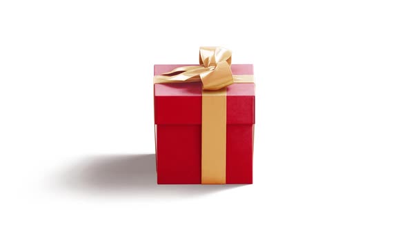 Blank red gift box with ribbon bow mockup, looped rotation