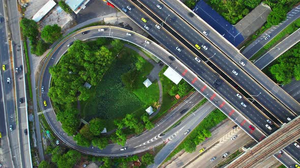 4K : Aerial view and top view of traffic on city.