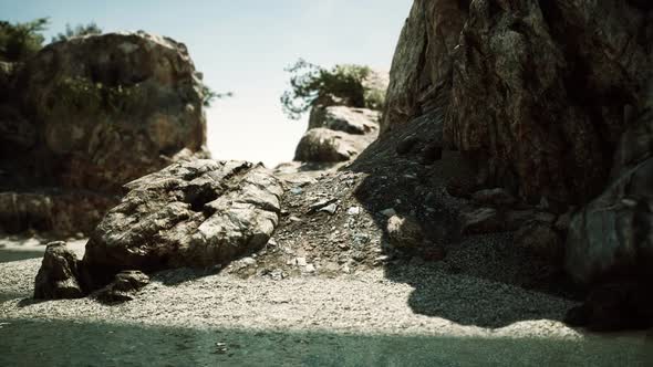 Coastal View of a Sand Beach with Cliffs