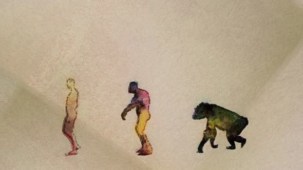 Human Evolution Timeline Painting Style Seamless Loop