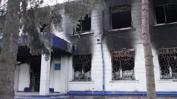 War in Ukraine  Destroyed Police Station in Borodyanka