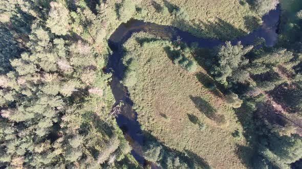 Drone over Czarna Hancza (Black Hancza) river in Poland