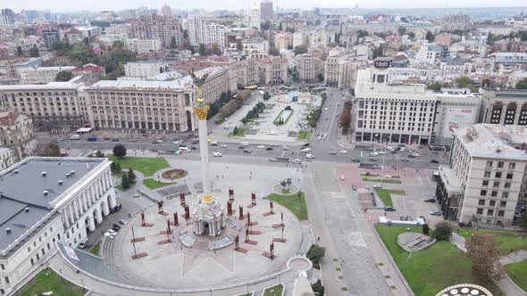 Kyiv, Ukraine in Autumn : Independence Square, Maidan. Aerial View