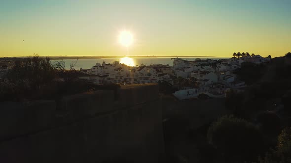 Aerial footage from a sundown in lagos old town.