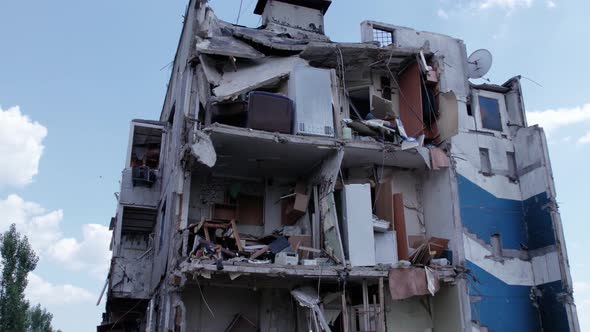 Multistorey Building Bombed During the War in Ukraine