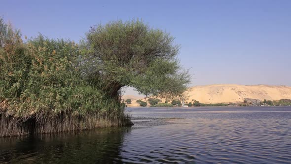 View From an Egyptian Felucca Boat Sailing on Nile