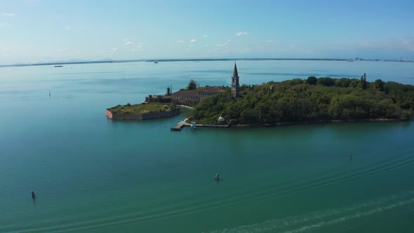 Aerial View of the Plagued Ghost Island Near Venice Italy