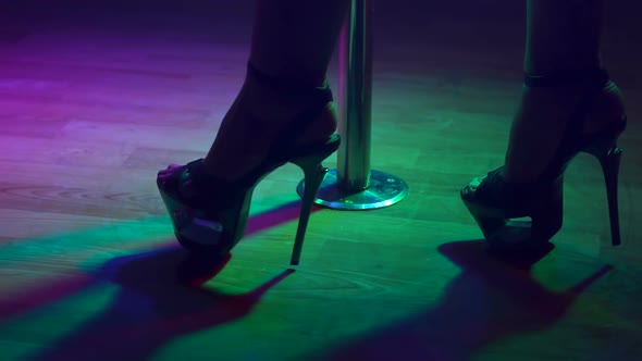 Closeup of Stripper Shoes in the Club