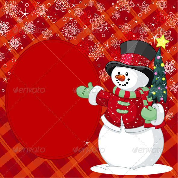 Snowman with Christmas Tree Place Card