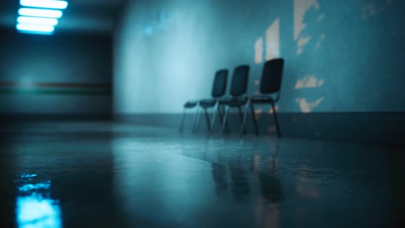 Empty Dark Hospital Laboratory Corridor alt