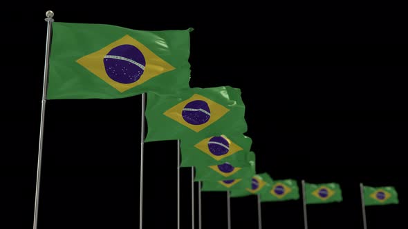 Brazil  Row Flag With Alpha E