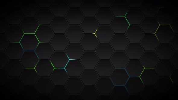 Futuristic Hexagons Surface Loop Multicolor background.