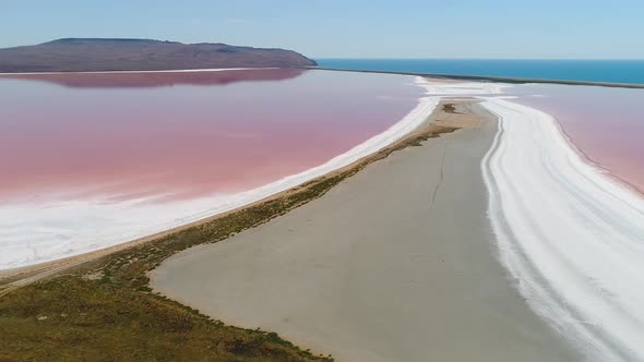 Beautiful Landscape With Pink Lake