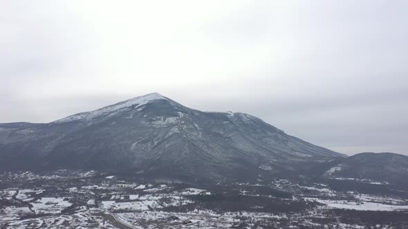 Winter scenery on Rtanj mountain 4K aerial footage