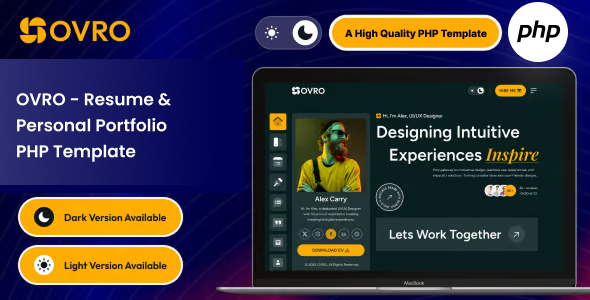Ovro – Resume & Personal Portfolio PHP Template – 0 Sold!