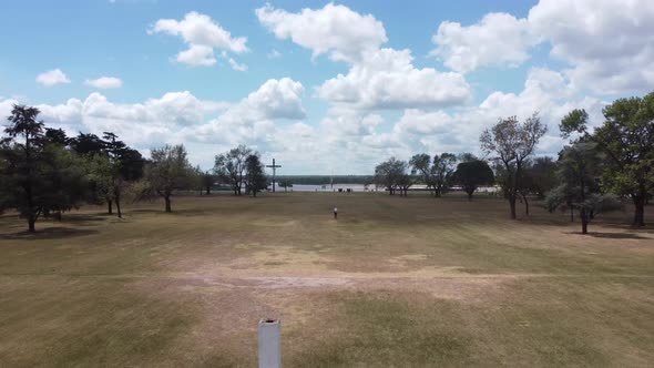 Aerial of the Field of Glory Monument in Santa Fe Province, Argentina