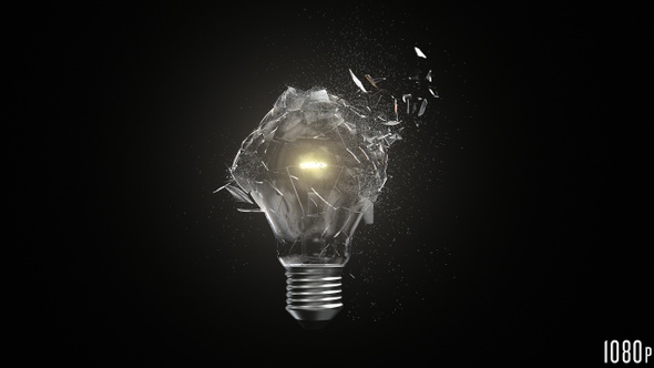 Isolated Lightbulb Shattered