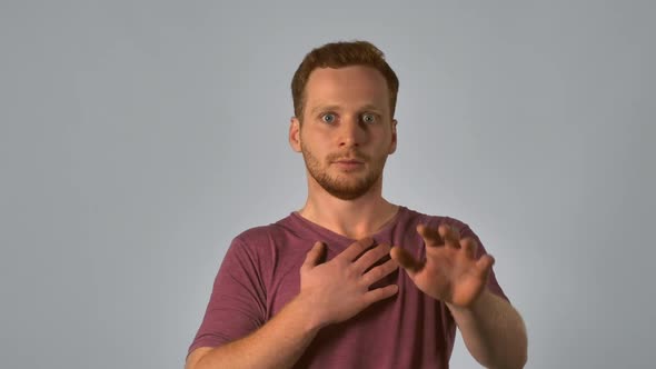 Redhead Male Shows Feeling Fear