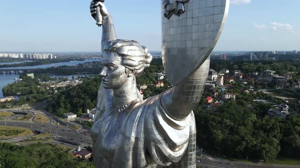 Kyiv, Ukraine: Aerial View of the Motherland Monument.