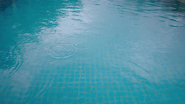 Rain Fall At Swimming Pool Slow Motion