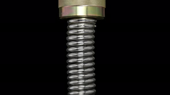 Test of Reliability of a Spring, Compression and Decompression By a Hydraulic Press, Close-up