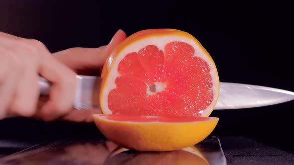 Cutting Grapefruit Beautiful Macro