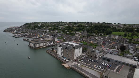 Youghal seaside resort town in County Cork, Ireland drone aerial view