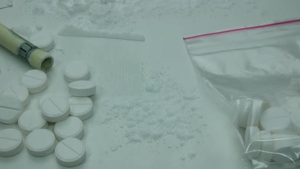 Cocaine Strips On The Table Are Ready For Use