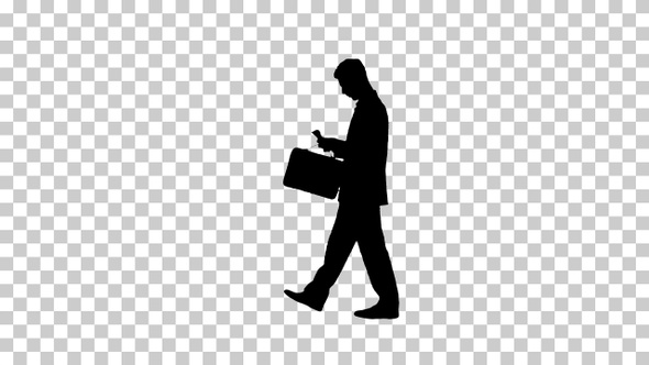 Silhouette businessman walking, Alpha Channel alt