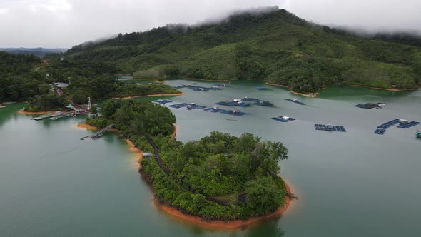 Aerial View of Fish Farms in Norway