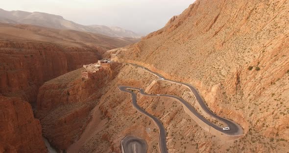 AERIAL: Desert Road in Morocco